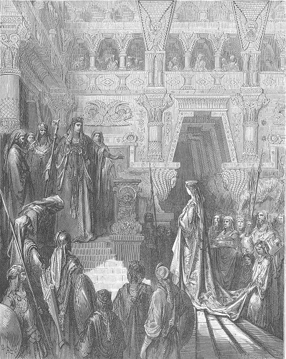 Dore_14_2Chron09_Solomon Receives the Queen of Sheba